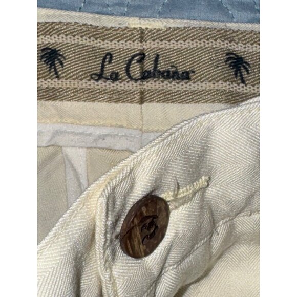 La Cabana Mens Pleated Cream Shorts Size 40 Rayon/Polyester Blend - Picture 4 of 8